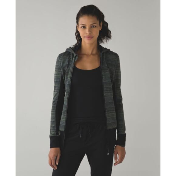 Lululemon Daily Practice Jacket Space Dye Twist Dark Slate Fatigue Green Black - Picture 2 of 8